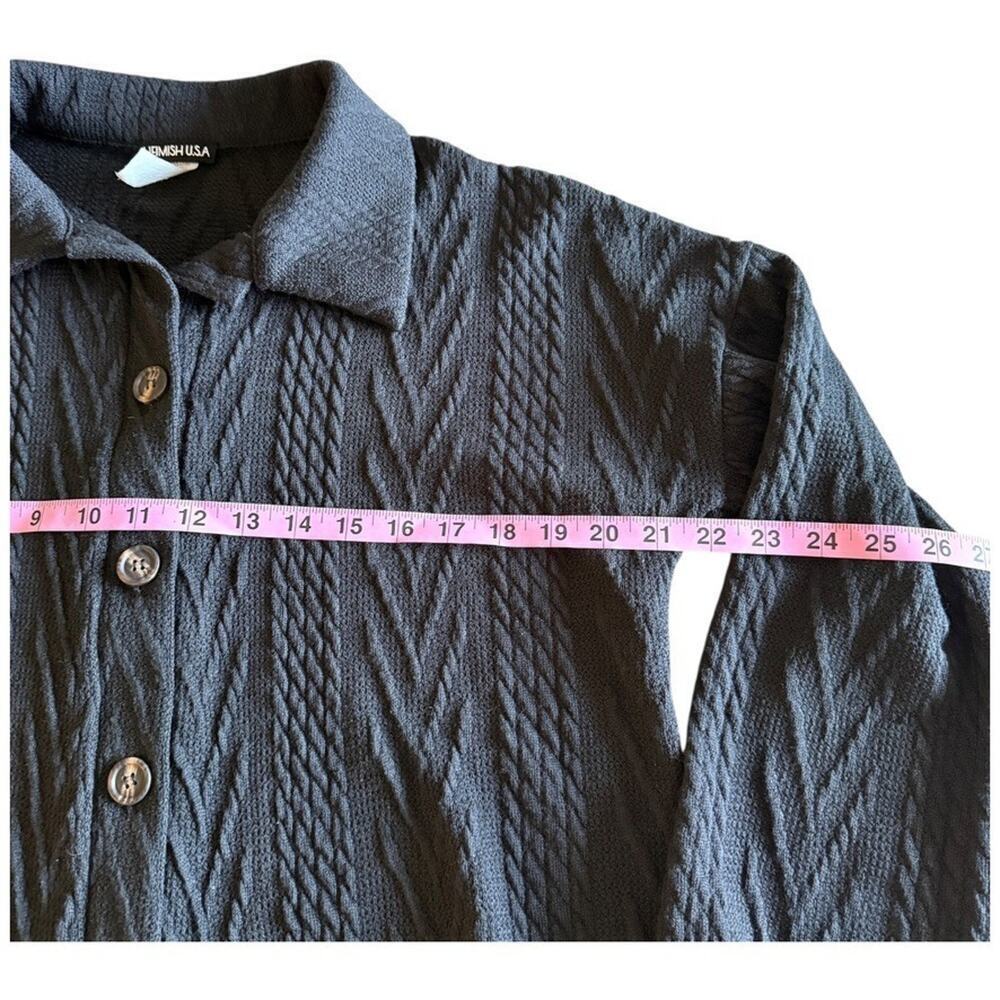 Heimish Black Full Size Button Down Shacket Cardigan Button Knit Shirt Size S - Picture 6 of 9